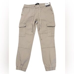 NWT ReWash Women’s Stretch Cotton Beige Cargo Mid Rise Joggers Sz M